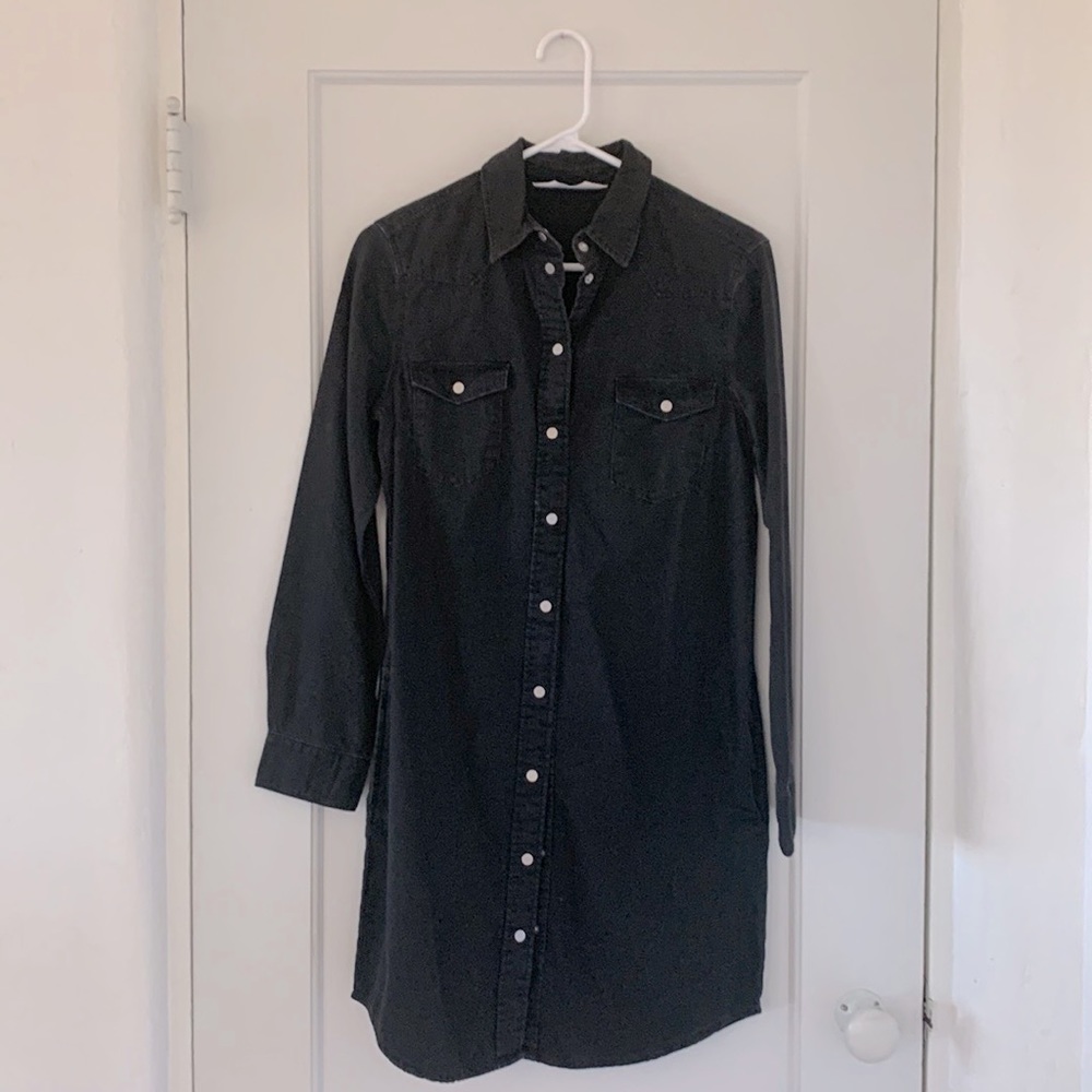 &Denim Long Sleeve Shirt Dress